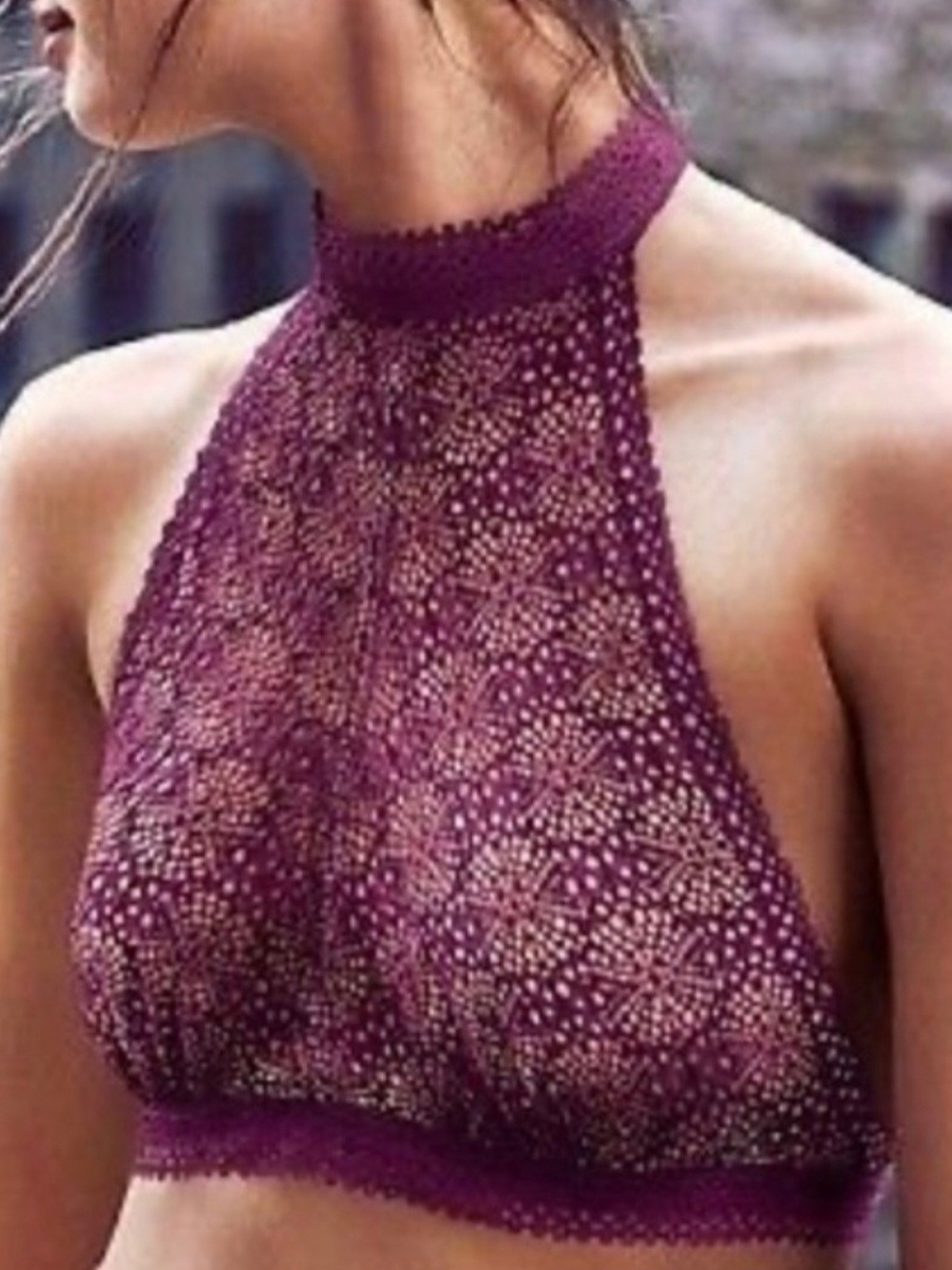 Victoria's Secret High Neck Crochet Halter Bralette